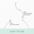 14K Gold Chain Extender for Women, Yellow Gold/White Gold/Rose Gold Adjustable Gold Necklace Anklet EXtension Chain, Available in 2/3/4 Inch - color: White Gold, size: 3 Inch