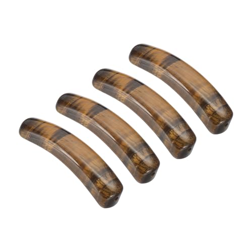 PATIKIL 4 Pcs Natural Stone, 36 x 10 mm Natural Curved Clear Quartz Stone Crystal Handmade Jade Flat Beads for DIY Crafting, Tiger Stone - color: Tiger Stone