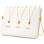 Elsjoy Velvet Necklace Display Stand, Beige & Gold Necklace Jewelry Showcase Holder, Metal Hanging Necklace Organizer Large Necklace Display for Vendors