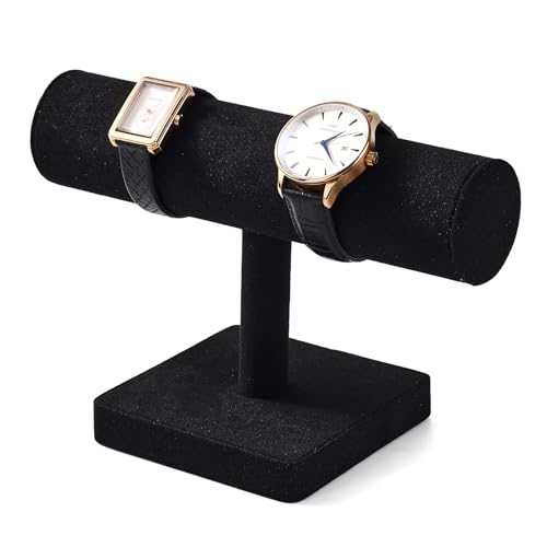 Oirlv Microfiber T-bar Bracelet Watch Organizer Display Stand Professional Jewelry Bracelet Display for Selling (Black,Microfiber) - color: Black