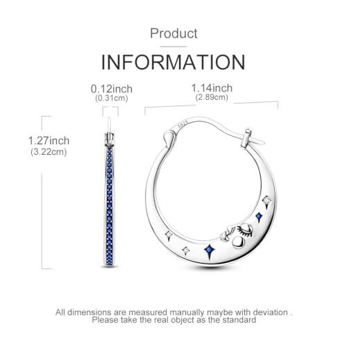 LAZA 925 Sterling Silver Hoop Earrings for Women, Sterling Silver Butterfly Hoops Colorful Flowers Hoop Huggie Earrings Hypoallergenic Jewelry Gifts for Women - color: Waterdrop Stars Earring