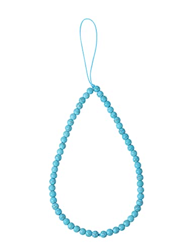 Semi-Precious Gem Stones Beaded Phone Charm Cell Phone Lanyard Wrist Strap Handmade Natural Gemstone Phone Chain string - color: Turquoise