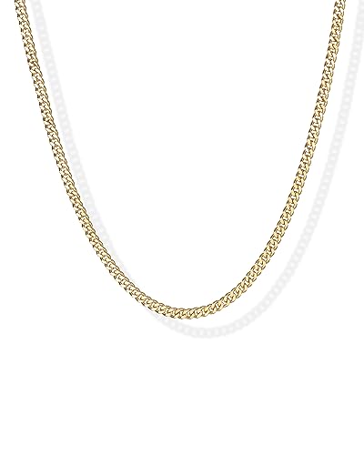 PAVOI 14K Gold Plated Curb Paperclip Box Sphere Bead Snake Herringbone and Figaro Chain Adjustable Necklace - style: Curb