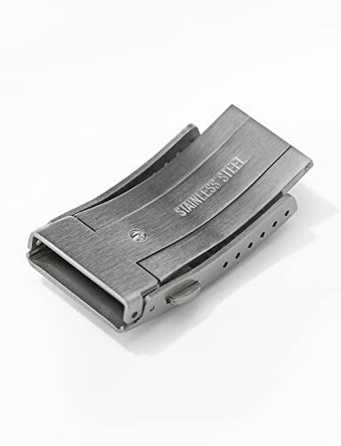 watchdives Watch Buckle 20mm Silver Fold Safety Milled Clasp Replacement Stainless Steel Watchband Clasp - color: Silver, size: 20mm