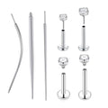 QWALIT Piercing Taper Threadless Insertion Tool - Titanium Labret Pin 16g, 18g, 20g - color: D11 - Silver Threaded+Threadless