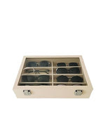 Large Beige Premium Quality Velvet Jewelry Display Box Tray Stackable Practical Trade Show Home Store Eyewear Tray with Glass Lid - color: Eyewear Tray with Lid