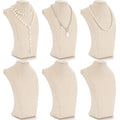 Kigley 6 Pcs Linen Necklace Display Bust Jewelry Holder Necklace Retail Mannequin Display Stand for Jewelry Selling Vendors Shows (11.4 x 6.9 Inch)