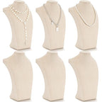 Kigley 6 Pcs Linen Necklace Display Bust Jewelry Holder Necklace Retail Mannequin Display Stand for Jewelry Selling Vendors Shows (11.4 x 6.9 Inch)