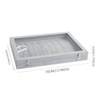 Wudygirl 20 Hooks Necklace Organizer Velvet Jewelry Organizer Showcase for Necklaces Jewelry Box Stackable Glass Top Lockable (Necklace Organizer) - style: Necklace Tray