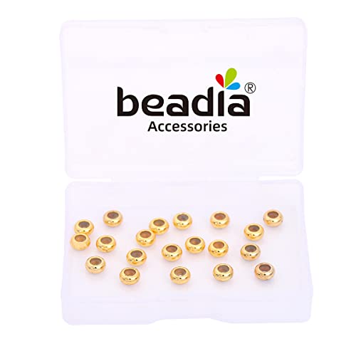 BEADIA 18K Gold Plated Stopper Beads 6x3mm 20pcs Rondelle Insert Silicon Length Adjust Spacer Beads for Jewelry Making Findings - color: Rondelle, size: 6x3mm