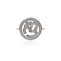 OM Yoga Connector Charm,Micro Pave CZ Stone Necklace Pendant,DIY Bracelet Jewelry Findings 22x17mm 10Pcs (Silver) - color: Silver