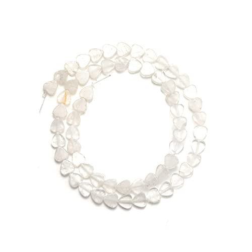 6mm Natural White Crystal Stone Beads Heart Shape Cute Fine Gems Spacer Beads Fit Jewelry Making DIY Exquisite Necklace Bracelet Accessory - color: White Crystal