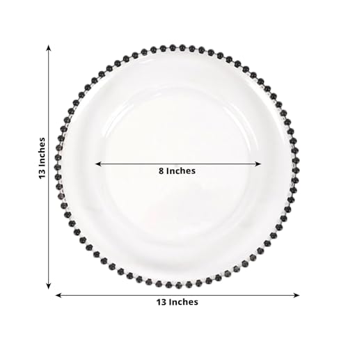 13" Charger Plates - Set of 24 - Clear/Black Round Acrylic Disposable Chargers with Beaded Rim, Ideal for Dinner Party Wedding Bulk Events - color: Clear/Black, size: 13" Charger Plate, 24 Pack