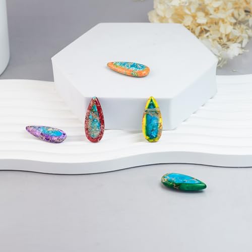 5 Pieces Natural Teardrop Imperial Jasper Pendant,Gemstone Charms for DIY Jewelry Making Necklaces, Bracelets, Earrings - color: Teardrop Imperial Jasper Pendant-b