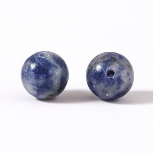 100Pcs Natural Stone 6mm Blue White Sodalite Round Loose Gemstone Energy Healing Beads Hole Size 1mm DIY Smooth Beads for Bracelet Necklace Earrings Jewelry Making - color: Blue White Sodalite, size: 6mm