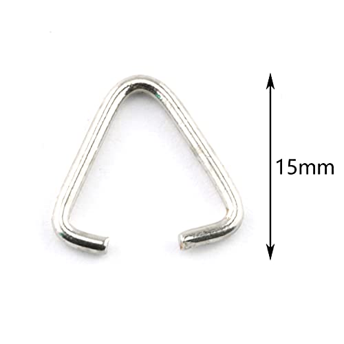 E-outstanding 100Pcs Metal Triangle Open Jump Rings for Decoration Jewelry DIY Accessories, 15mm