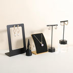 GemeShou Black Necklace display stand, Velvet Jewelry necklace display holder for selling, small metal earring neck storage organizer, online jewelry photography props【Black】 - color: black