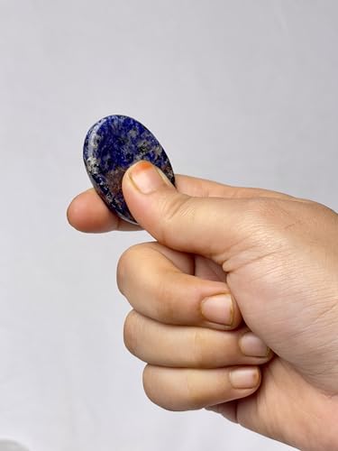 Sodalite Worry Stone – Natural Thumb Palm Stone for Mental Clarity, Focus & Emotional Balance – Pocket Crystal for Meditation & Calm - color: Sodalite