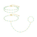 CHESKY 14K Gold Plated Hand Chain Bracelets for Women Set - Dainty Finger Ring Bracelet Stack Adjustable Hand Chains Durable Beaded Bracelets Trendy Simple Body Jewelry Gift for Women - style: 3color bracelet-gd