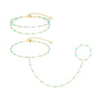 CHESKY 14K Gold Plated Hand Chain Bracelets for Women Set - Dainty Finger Ring Bracelet Stack Adjustable Hand Chains Durable Beaded Bracelets Trendy Simple Body Jewelry Gift for Women - style: 3color bracelet-gd