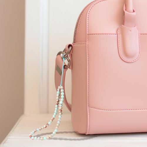 Semi-Precious Gem Stones Beaded Phone Charm Cell Phone Lanyard Wrist Strap Handmade Natural Gemstone Phone Chain string - color: Shoushan Stone
