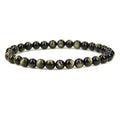 Angelstones Handmade Natural Healing Gemstone 6mm Round Beads Stretch Crystal Bracelet 7 Inch Unisex - color: Golden Obsidian