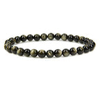 Angelstones Handmade Natural Healing Gemstone 6mm Round Beads Stretch Crystal Bracelet 7 Inch Unisex - color: Golden Obsidian