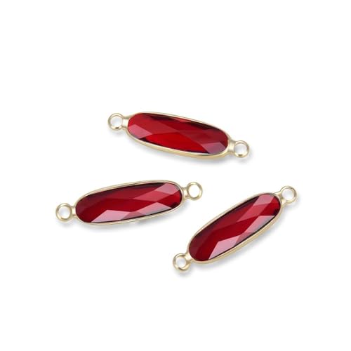 5pcs Adabele Grade A January Siam Red Birthstone Connector Link 21mm Rectangle Bar 18K Yellow Gold Plated Crystal Rhinestone Bead for DIY Craft Jewelry Making CCP9-G1 - color: January/Red - Gold Plated, size: 21mm (0.83") - 5pcs