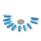 Dyed Turquoise Howlite 32mm Natural Gemstone Hexagonal Wand Jewelry Making Crystal Pointed Chakra Reiki Healing Beads 2mm Hole Drilled(Pack of 10) - color: Dyed Turquoise Howlite