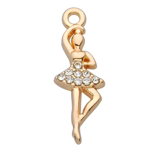 Pack of 20 Rhinestone Charms Gold Plated Pendants Pave Crystal Accessories for Necklace Bracelet Jewelry Making DIY Crafting - color: (Ballet)VID61701