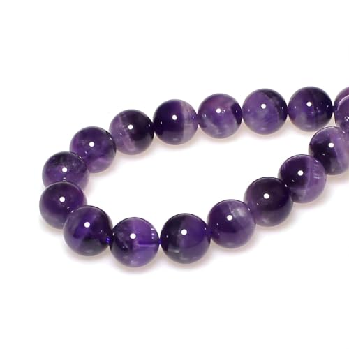 MJDCB Natural Dreamy Amethyst Beads Round Stone Beads DIY Loose Beads for Jewelry Making Beads 15" (12mm) - color: Dreamy Amethyst, size: 12mm