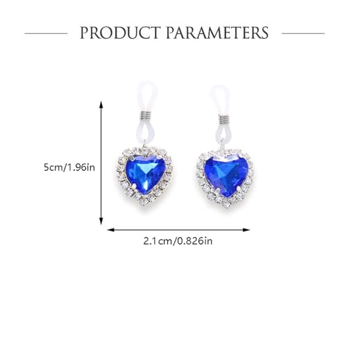 Sparkling Crystal Heart Fake Nipple Ring for Women Cubic Zirconia Hearts Dangle Non Piercing Adjustable Nipplerings Nipple Noose Non Pierced Body Jewelry - color: Green