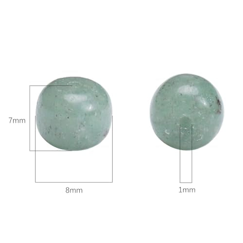 BEADIA Natural Green Aventurine Jade Flat Cut Round Drum Stone 8mmx7mm Loose Semi Gemstone Beads for Jewelry Making 38cm - color: Green Aventurine