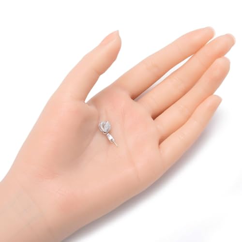 5pcs Adabele Authentic 925 Sterling Silver 15mm Swan Design Pendant Bails Cubic Zirconia Clip Tarnish Resistant for DIY Craft Jewelry Making SS202-3 - size: 15mm Swan Design Pinch Bail with CZ