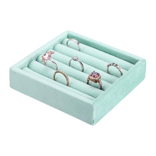 uxcell Stackable Jewelry Storage Tray, Jewelry Tray Drawer Organizer, Small Display Box for Earrings, Necklaces, Rings and Bracelets, Teal - color: Teal