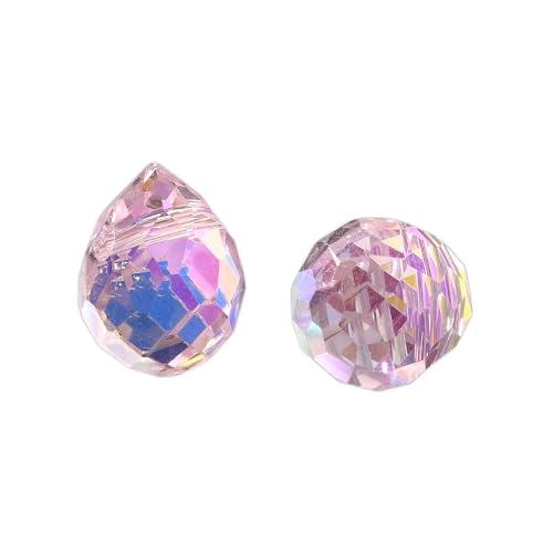 100pcs Pink Glass Teardrop Beads Charms Water Drop Faceted AB Color Plated Beads Top Drilled Sparkly Prisms Chandelier Dangle Charms for DIY Earrings Necklace Bracelet Jewelry Craft 10.5x8mm - color: Pink