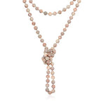 Bead Strand Versatile 60" Long Wrap Necklace - Handmade Knotted Multi Layer Sparkly Crystal, Semi Precious Natural Stone, Lava, Glass Faux Pearl - color: Natural Stone Bead - Matte Red Picasso