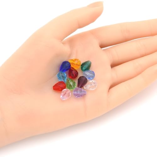 100pcs Adabele Austrian 10mm Faceted Teardrop Loose Crystal Beads Crystal Clear Compatible with 5500 Swarovski Crystals Preciosa SST-1001 - color: Crystal Clear, size: 10mm x 8mm - 100pcs