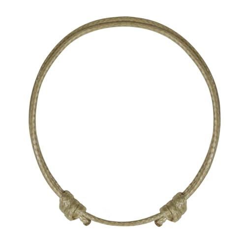 Luck Strings Adjustable Wax Nylon Cord Bracelet for Men Women Adult - Vegan Leather String | Unisex Waterproof Nautical & Surfer Style Friendship Gift, Minimalist - color: Beige