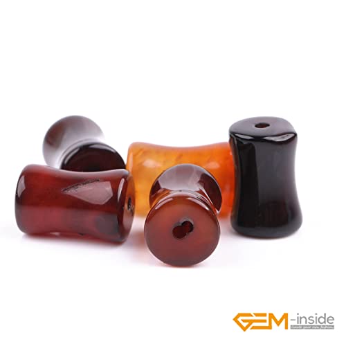 GEM-Inside 30Pcs 8x12mm Natural Brown Dreamlace Agate Stone Plant Bamboo Knot Bone Charms Beads for Jewelry Making Power Energy Chakra Stone Beads - color: Brown Dreamlace Agate