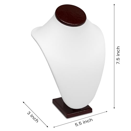 Novel Box Cherrywood/White Stand Jewelry Necklace Display 5.5x3x7.5 Inches - Freestanding Travel Necklace Holder Stand - Necklace Mannequin Organizer Stands - Necklace Displays Small - color: Rosewood/White, size: Small