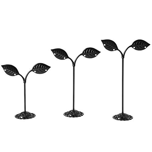 Black Earring Stand Detachable Metal Earring Display Storage Rack for Photography Jewelry Props Show Closet Retail Store Display 3 Pcs, Leaf Shape