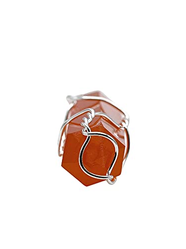 Amazing Gemstone Crystals and Healing Stones Carnelian Necklace - Gold Chain Necklace Pendant - Real Crystal Necklace - color: Double Point (Silver Wire), size: 1 PIECE