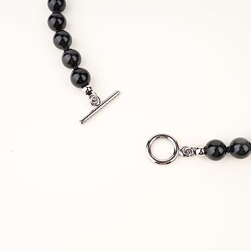 GAVU Hand-knotted Men's Beaded Necklace, Crystal Necklace for Men - color: Black Obsidan, size: 20"