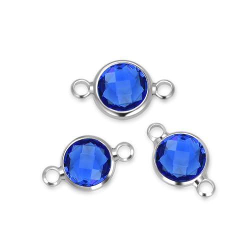10pcs Adabele Grade A September Sapphire Blue Birthstone Connector Link 6mm (0.24 Inch) Silver Plated Round Austrian Crystal Bead for Jewelry Making CCP1-S9 - color: September - Sapphire Blue, size: 6mm - 10pcs