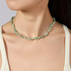 Raw Crystal Necklaces for Women 5-8mm Handmade Natural Stone Necklace Beaded Choker Necklace Healing Crystal Necklace Gemstone Necklace Raw Crystal Beaded Necklace for Her - style: Jade