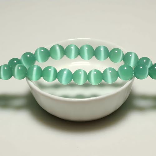 MJDCB 30pcs Blue Green Cat Eye Stone Beads 12mm Round Crystal Loose Bead for Jewelry Making DIY Bracelets Necklace - color: Blue Green, size: 12mm(30pcs)