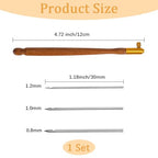 Tambour Hook with 3 Needles Wood Handle Embroidery Crochet Hook Kit for Beading Sequins DIY Sewing Accessories Needlework Tool Set Chain Stitch Embroidery Fabric Crafts Brown - color: Brown