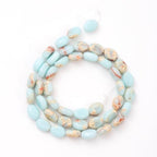 6×8mm Natural Azure Imperial Jasper Gemstone Loose Beads Flat Oval Healing Crystal Loose Stone Beads for Jewelry Necklace Bracelet Earring Craft - color: Azure Imperial Jasper