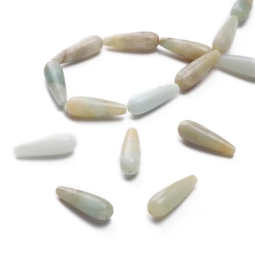 BEADIA Natural Amazonite Teardrop Stone Beads 10x30mm 12pcs Dangle Earring Charm for DIY Jewelry Making - color: Amazonite